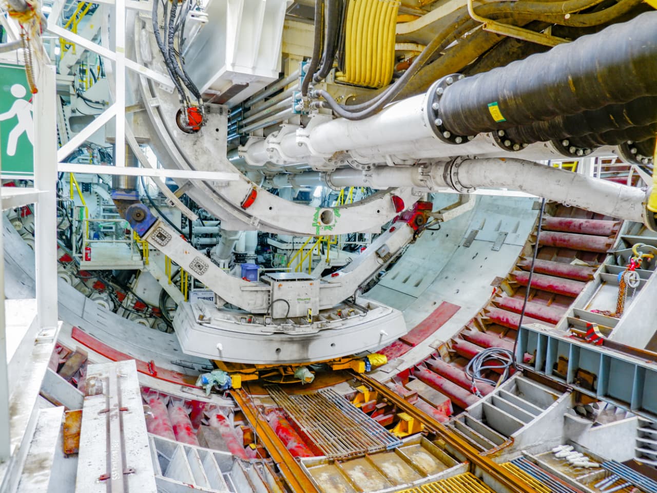Tunnel Boring Machine excavating 10 km tunnel between Sawli and Vikhroli, including a 7 km undersea section beneath Thane Creek for Mumbai-Ahmedabad Bullet Train project
